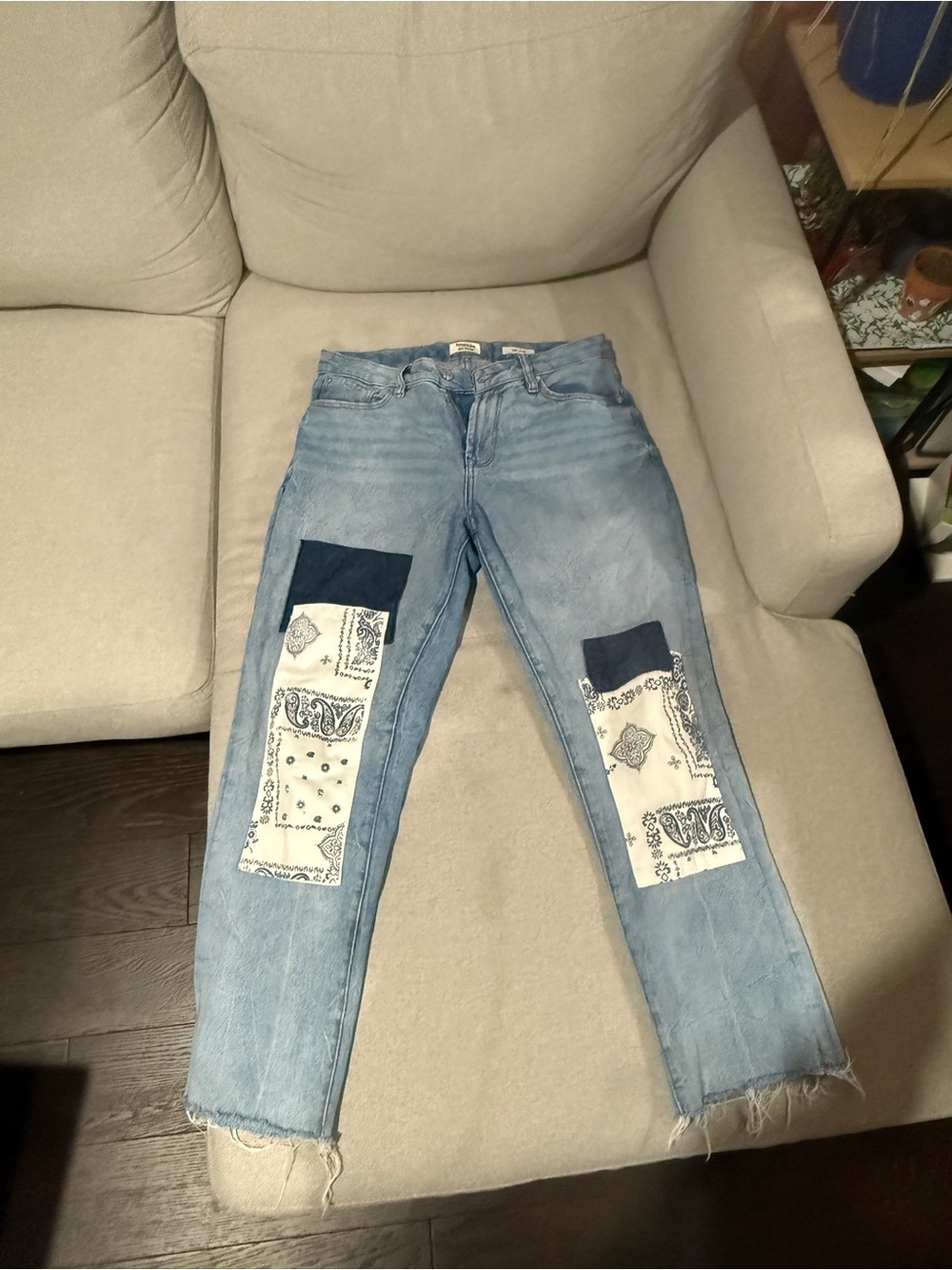 Kensie Jeans with Navy & White Bandana Patches